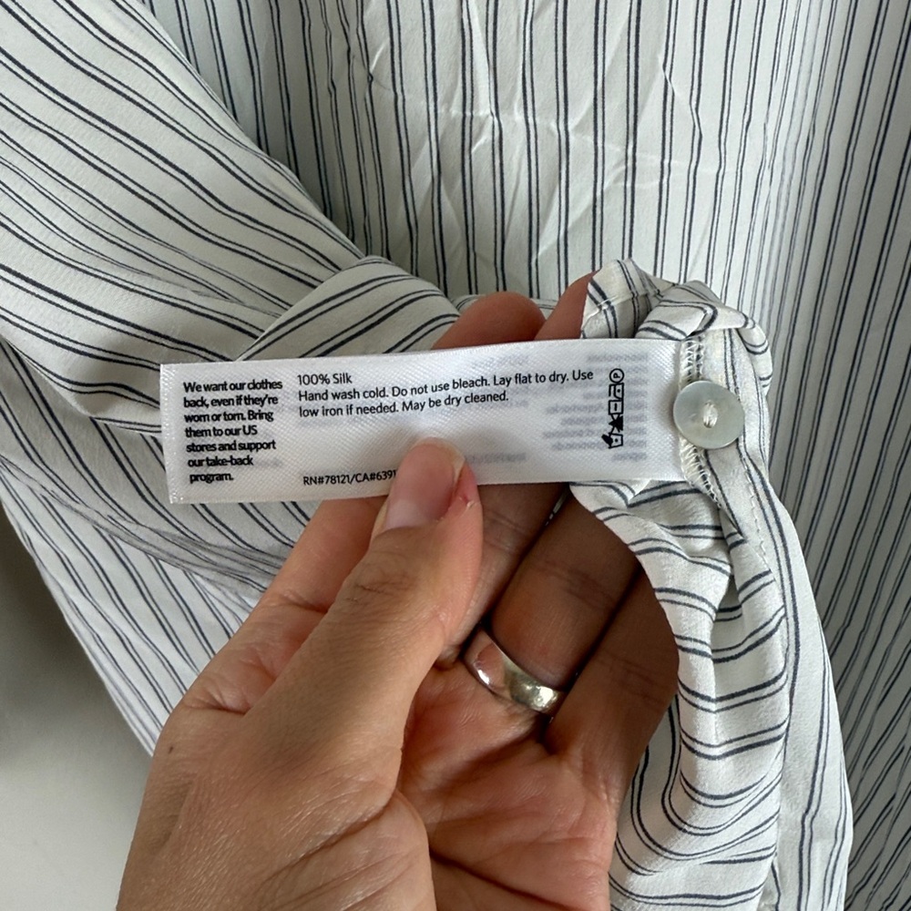 Eileen Fisher White Pinstripe Blouse - Picture 7 of 8